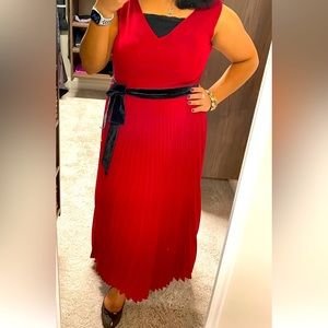 👗WHBM Belted Maxi Dress, red, 8P